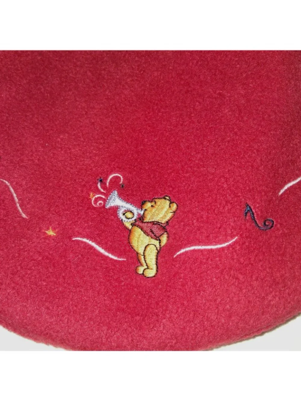 Disney Store Beret Winnie The Pooh Bugle Red Fleece Embroidered Youth Size Small